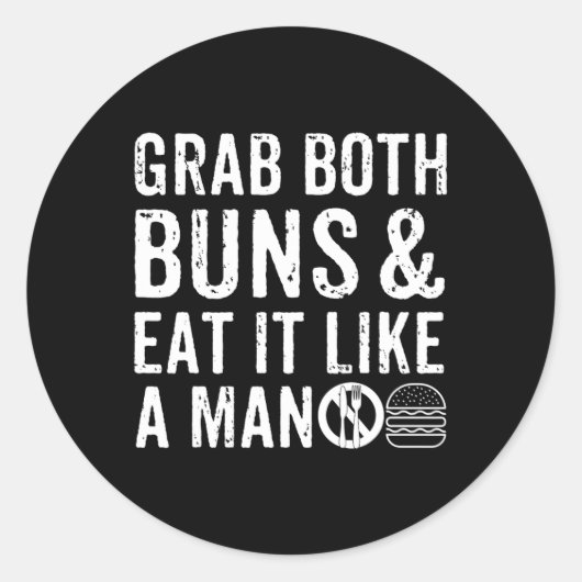 Grappige Burger BBQ Mannen Cadeau Burger Lover Ech Ronde Sticker (Voorkant)