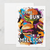 Grappige BURGER Bun in een Miljoen Pun voor Voedse Feestdagenkaart (Voorkant / Achterkant)