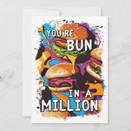 Grappige BURGER Bun in een Miljoen Pun voor Voedse Feestdagenkaart