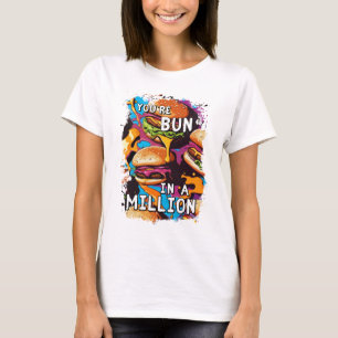 Grappige BURGER Bun in een Miljoen Pun voor Voedse T-shirt