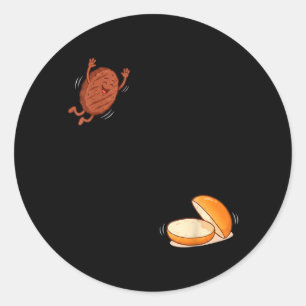 Grappige Burger Springt In Broodje Patty BBQ Hoog Ronde Sticker