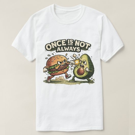 Grappige Burger vs Avocad T-shirt (Design voorkant)