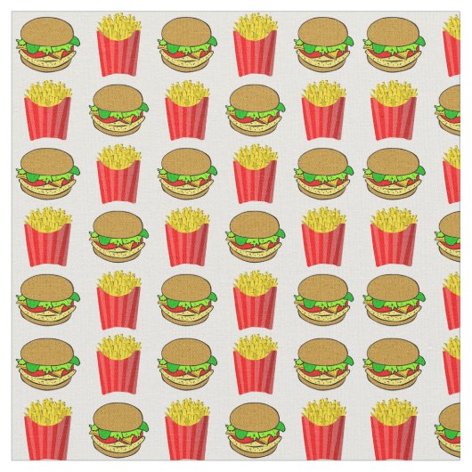 Grappige Burgers en Frites Stof (Close Up)