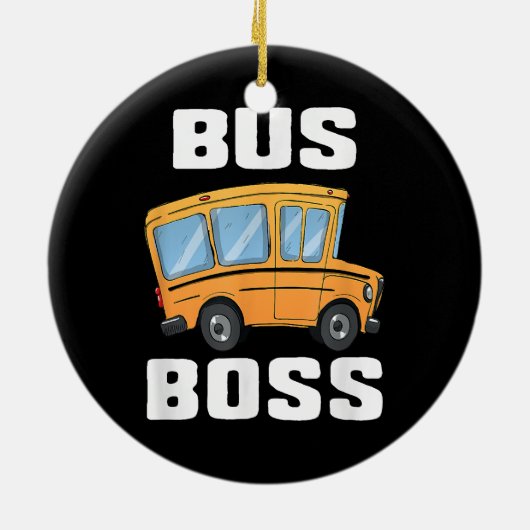 Grappige bus baas school buschauffeur keramisch ornament (Achterkant)