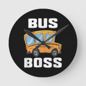 Grappige bus baas school buschauffeur ronde klok (Voorkant)