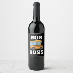 Grappige bus baas school buschauffeur wijn etiket