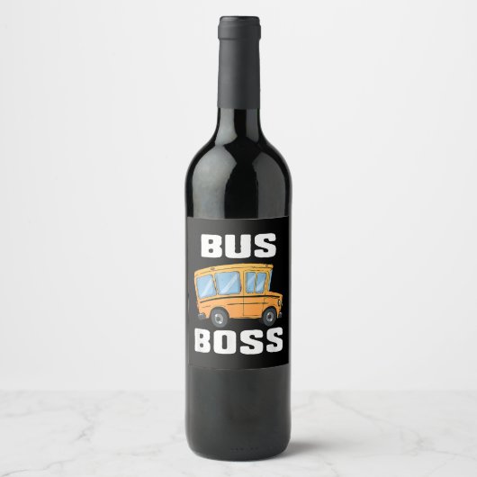 Grappige bus baas school buschauffeur wijn etiket (Voorkant)