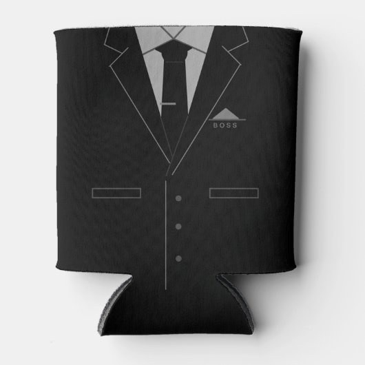 Grappige Business Koelbox Boss Gift Zwart Pak Blikjeskoeler (Voorkant)