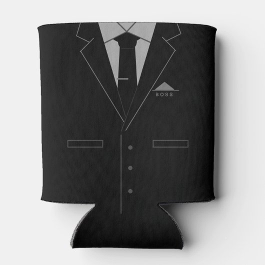 Grappige Business Koelbox Boss Gift Zwart Pak Blikjeskoeler (Achterkant)