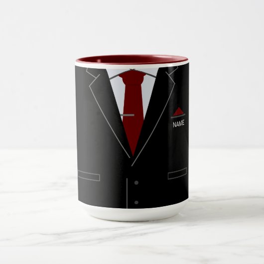 Grappige Business Mok Black Suit met aangepaste na (Midden)