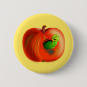 Grappige Button Happy Apple Worm (Voorkant)