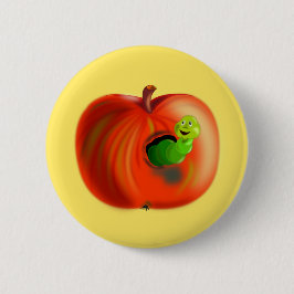 Grappige Button Happy Apple Worm