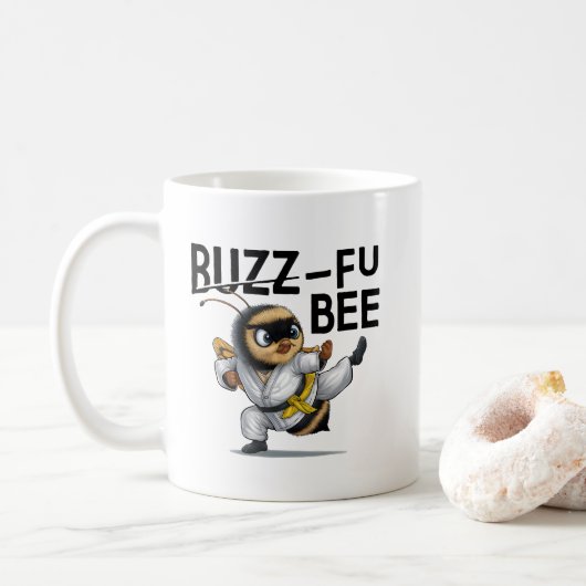 Grappige Buzz-Fu Bee Martial Arts Koffiemok (Met donut)