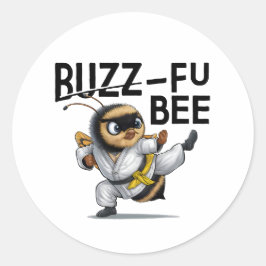 Grappige Buzz-Fu Bee Martial Arts Ronde Sticker