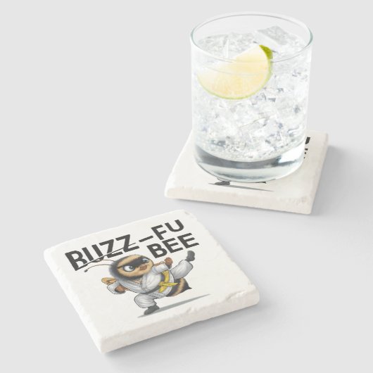 Grappige Buzz-Fu Bee Martial Arts Stenen Onderzetter (Zijkant)