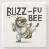 Grappige Buzz-Fu Bee Martial Arts Stenen Onderzetter (Voorkant)