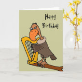 Grappige Buzzard die Harp Ontwerp spelen Kaart (Gele Bloem)