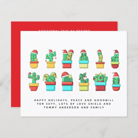 Grappige Cacti Kerst Cactus Aangepaste Jaarlijkse (Voorkant / Achterkant)