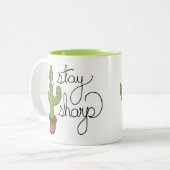 Grappige cactus blijf scherp koffiemok tweekleurige koffiemok (Voorkant links)