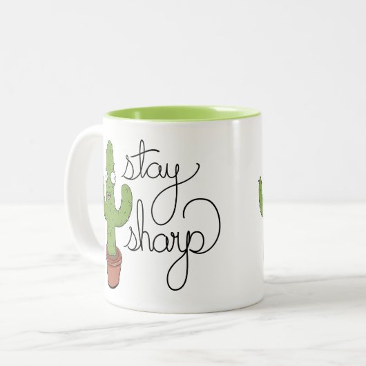 Grappige cactus blijf scherp koffiemok tweekleurige koffiemok (Voorkant links)