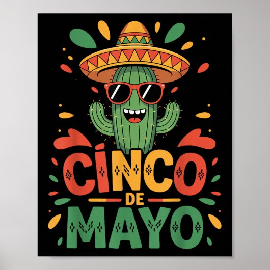 Grappige Cactus en Sombrero Cinco de Mayo Cactus S Poster (Voorkant)