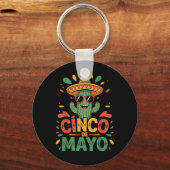 Grappige Cactus en Sombrero Cinco de Mayo Cactus S Sleutelhanger (Voorkant)