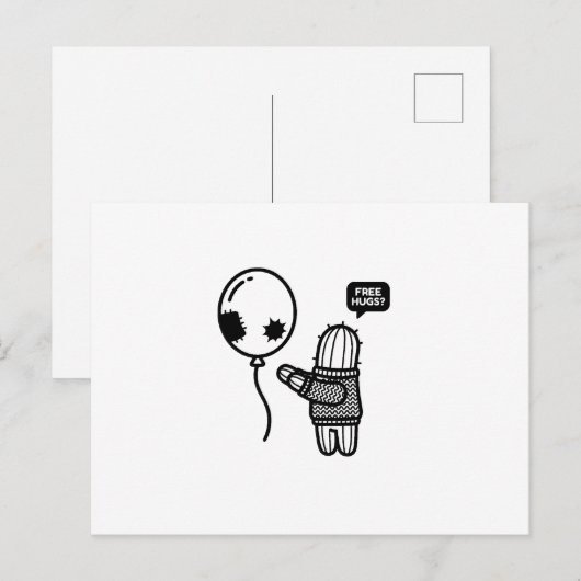 Grappige Cactus Gratis Knuffels Sarcastische Ansic Briefkaart (Voorkant / Achterkant)