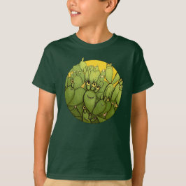 Grappige Cactus Karakters Schattige Groene Vetplan T-shirt
