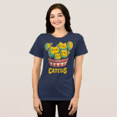 Grappige Cactus Kat Cactus Grappen Vrouwen Navy T- Tri-Blend Shirt (Voorkant volledig)
