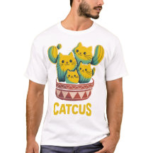 Grappige Cactus Kat Cactus Pun Geïllustreerde T-Sh
