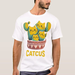 Grappige Cactus Kat Cactus Pun Geïllustreerde T-Sh T-shirt