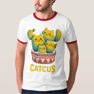 Grappige Cactus Kat Cactus Pun Heren Ringershirt T-shirt