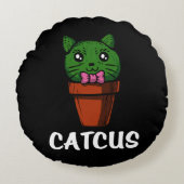 Grappige Cactus Kat Cute Huisdier Kitten Rond Kussen (Voorkant)