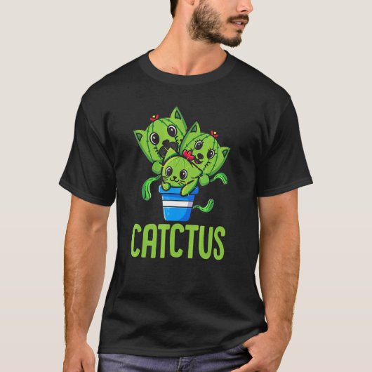 Grappige Cactus Kat Kitten T-shirt (Voorkant)