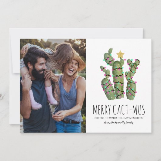 Grappige Cactus Kerst Vakantie Foto Feestdagenkaart (Voorkant)