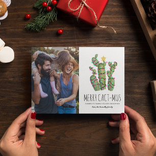 Grappige Cactus Kerst Vakantie Foto Feestdagenkaart