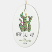 Grappige Cactus Kerst Vakantie Keramisch Ornament (Links)