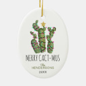 Grappige Cactus Kerst Vakantie Keramisch Ornament (Achterkant)