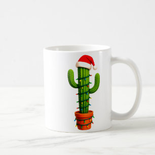 Grappige Cactus Kerstman Hoed Kerstboom Lichtjes V Koffiemok