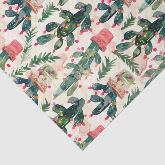 Grappige Cactus kleurrijke kerstverlichting cadeau Tissuepapier (Detail)