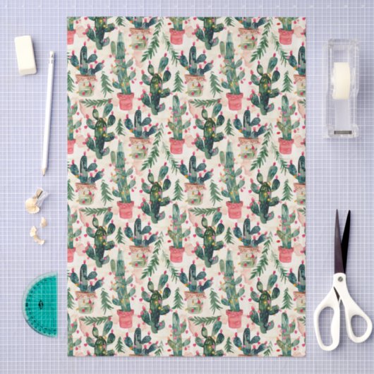 Grappige Cactus kleurrijke kerstverlichting cadeau Tissuepapier (Craft)