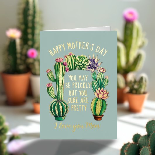 Grappige Cactus Plant Mom Moederdag Folie Kaart