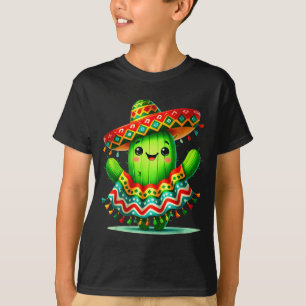 Grappige cactus poncho cinco de mayo jongens kids  t-shirt