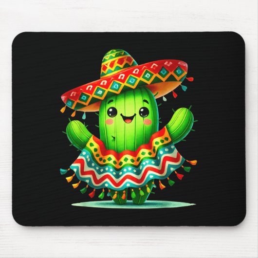 Grappige cactus poncho cinco de mayo jongens kinde muismat (Voorkant)