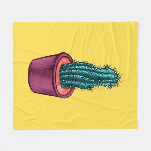Grappige Cactus Pot Geel Rare Trippy Psychedelic Fleece Deken (Voorkant (Horizontaal))