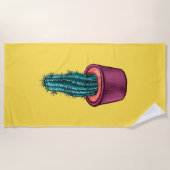 Grappige Cactus Pot Geel Rare Trippy Psychedelic Strandlaken (Voorkant)