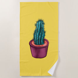 Grappige Cactus Pot Geel Rare Trippy Psychedelic Strandlaken