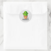 Grappige Cactus Pun Schattige Plant Ronde Sticker (Tas)