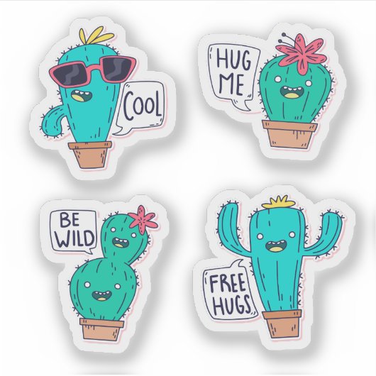 Grappige cactus sticker set (Voorkant)