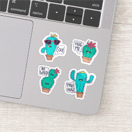 Grappige cactus sticker set
